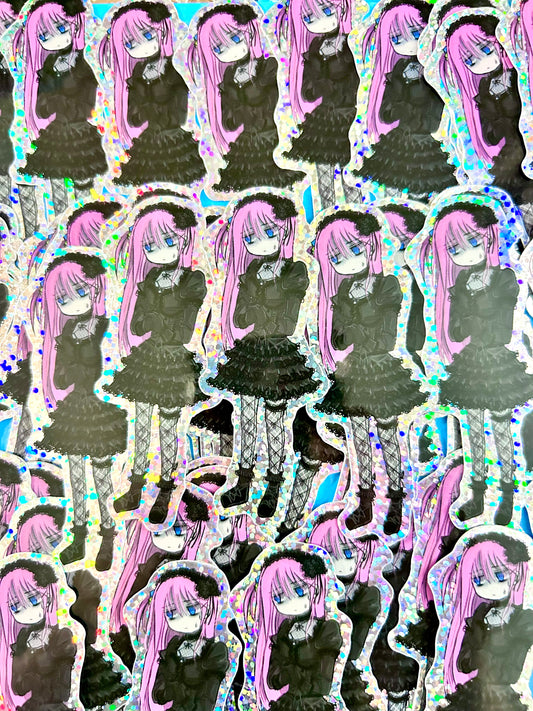 Gothic Bocchi Sticker 3" Holographic Glitter