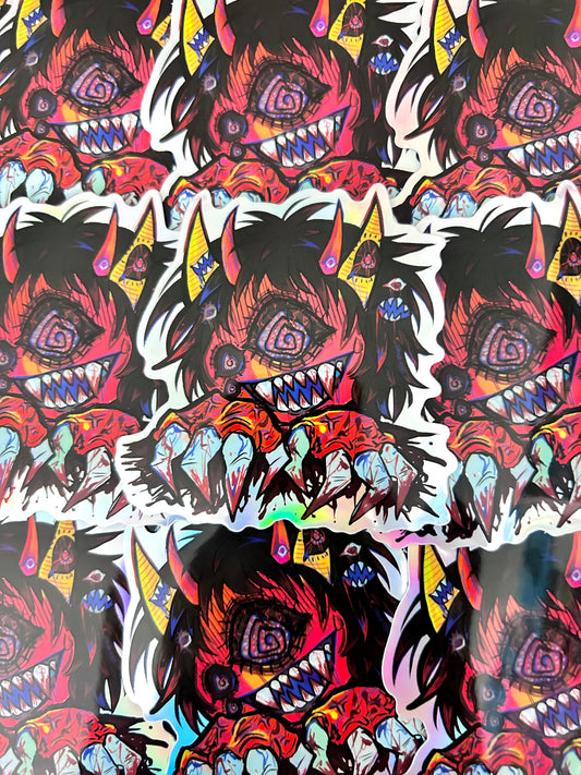 Clawed Demon Sticker 3" Holographic Border
