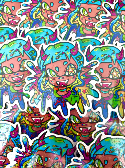 Decora Inkling Sticker 3" Holographic Stars