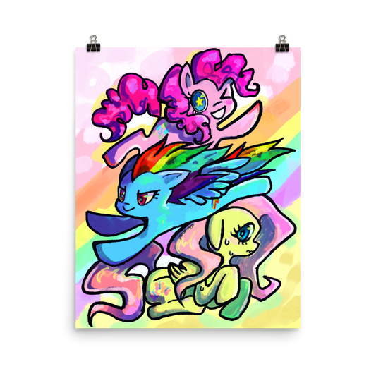 Pinkie Pie, Rainbow Dash, and Fluttershy Poster 16" x 20"